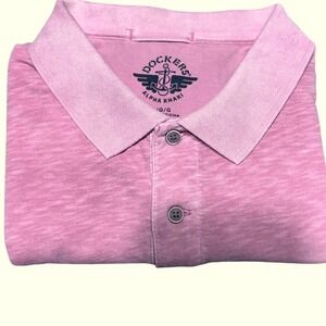 Dockers Polo Shirt Slub Knit Pink Large Alpha Khaki Short Sleeve Pocket